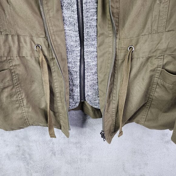 Womens Love Tree Large Olive Green Utility Jacket w/ Sweater Insert Full Zip L - Picture 3 of 13